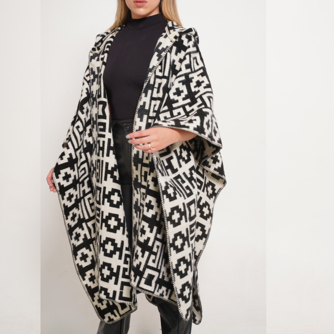 Aymuray Hooded Open Poncho